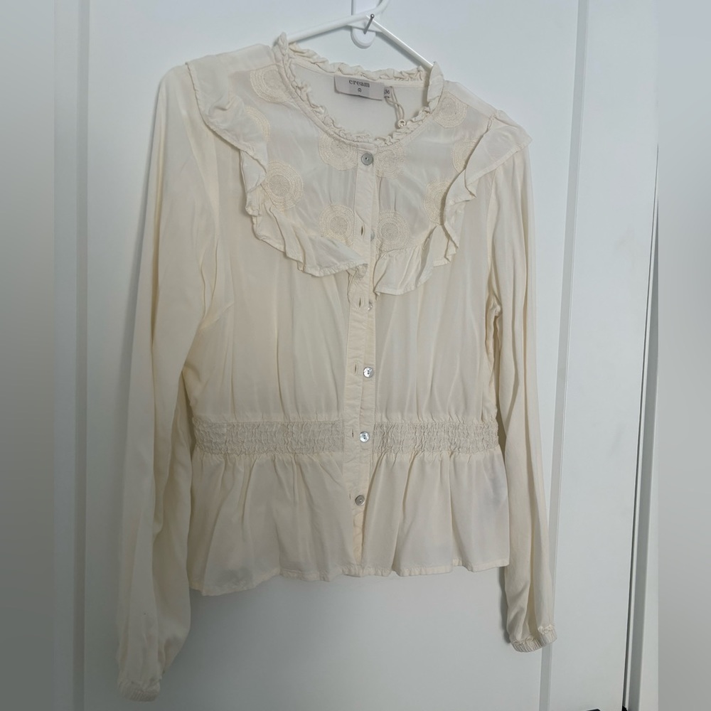 Cream Women’s Button Peplum Blouse